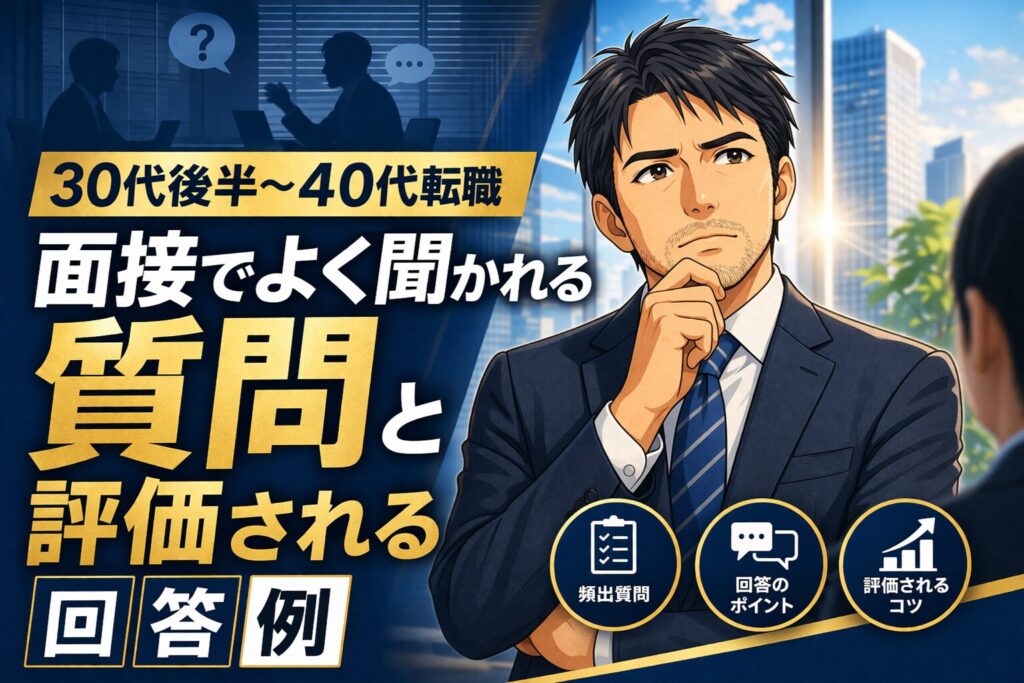【30代後半〜40代転職】面接でよく聞かれる質問と高評価な回答例 | ミドル転職リブート